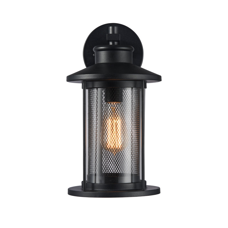 Lanterne murale d'extérieur 1 lumière Emery, H 14 po x l 7,5 x P 8,75, Noir texturé