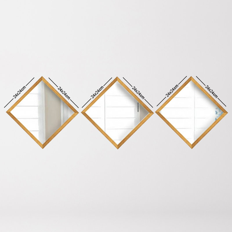 Elegant 3-Piece Mirror Set, Gold & Silver, 9.4 x 9.4 inches | 100% Glass with Laminated Plastic Frame, 0.16 inch Thickness | Perfect for Home Decor, Living Room & Entryway - Stylish & Functional Design