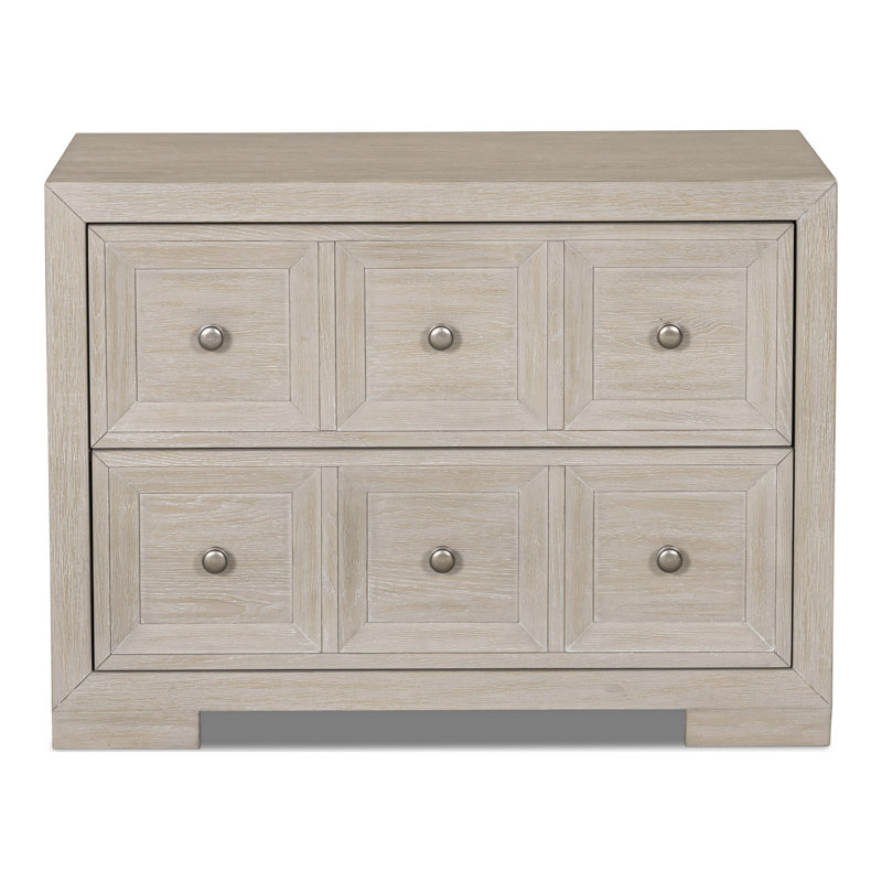 Table de chevet à 2 tiroirs en bois l 38 po Schell, Beige