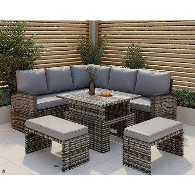 Voorhies Square 9 - Person 89cm Long Cube Lift-Up Dining Table Set with Cushions