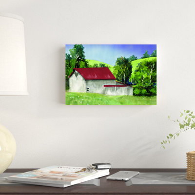 Red toit Barn - reproduction d'art sur toile tendue