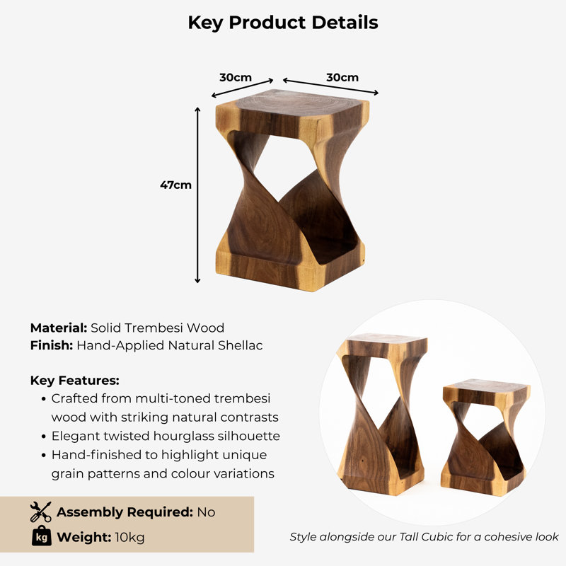 Burruss Solid Wood Tree Stump End Table