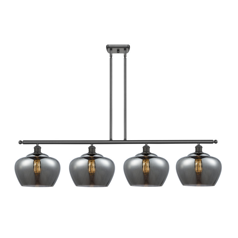 Luminaire suspendu linéaire pour îlot de cuisine 4 lumières Monténégro, Plaqué couleur fumée, Ampoule DEL 6 watts Vinage