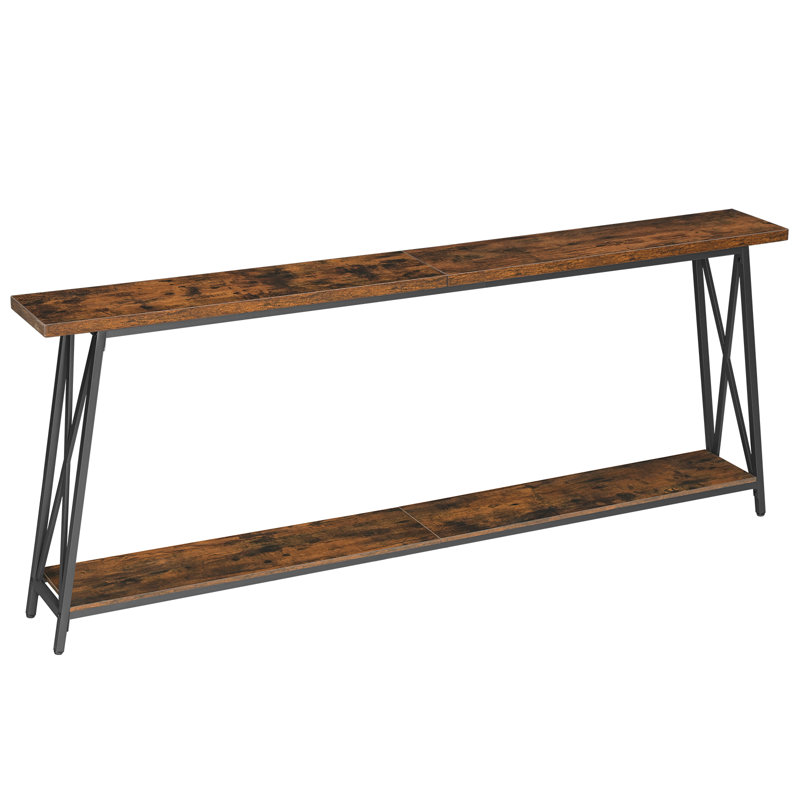 Sabira Console Table with Storage Extra Long Sofa Table Behind Couch, Rustic Brown, 31.5" H x 78.74" W x 9.45" D