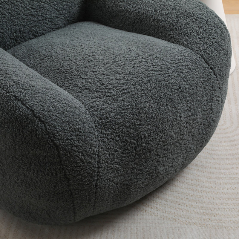 Memory Foam with Armrests, Dark Gray Teddy, 26.8" H x 39.4" W x 36.6" D