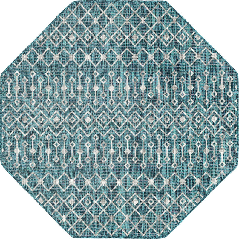 Harlee Geometric Indoor / Outdoor Rug, Octagon 5'3" x 5'3"