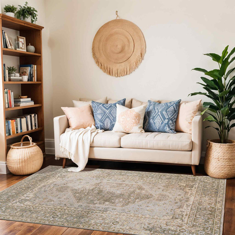 Machine Washable Traditionnal Boho Camel Area Rug, Rectangle 201 x 274cm