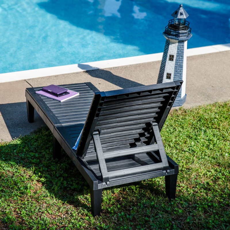 5-Position Adjustable Polypropylene Resin Sun Lounger - Black