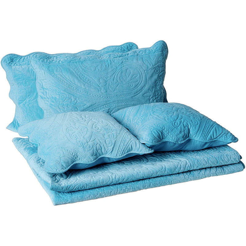 Coral Reef Farmhouse / Country Coverlet, Blue, Queen