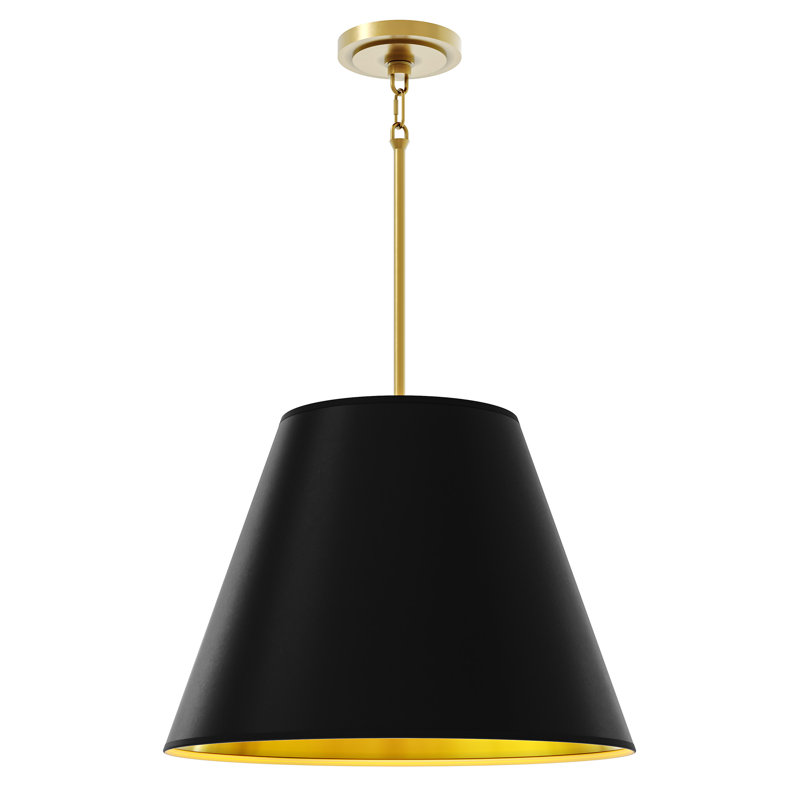 4 - Light Pendant, Matte Obsidian/Matte Gold Interior, Modern Brass