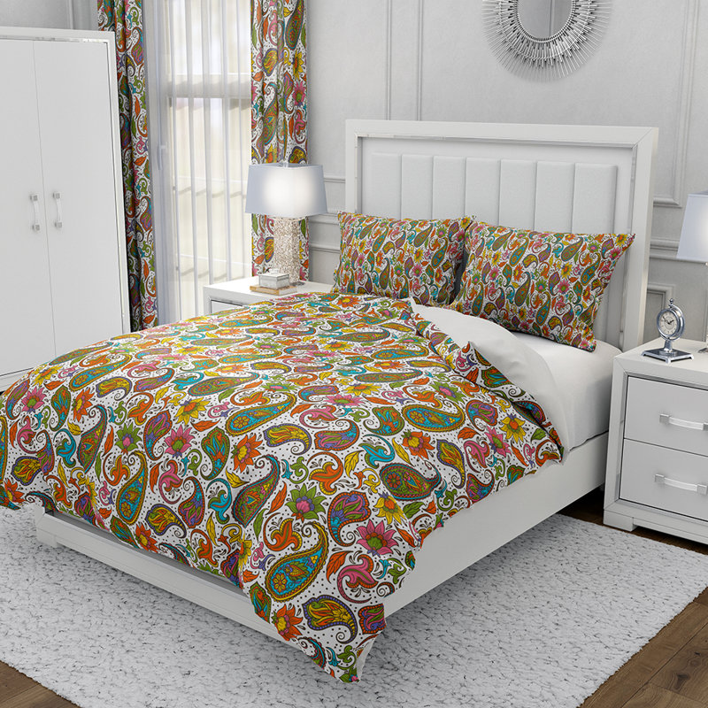 Ensemble de housse de couette et insert 5 pièces en microfibre multicolore, Housse de couette très grand + 4 pièces supplém