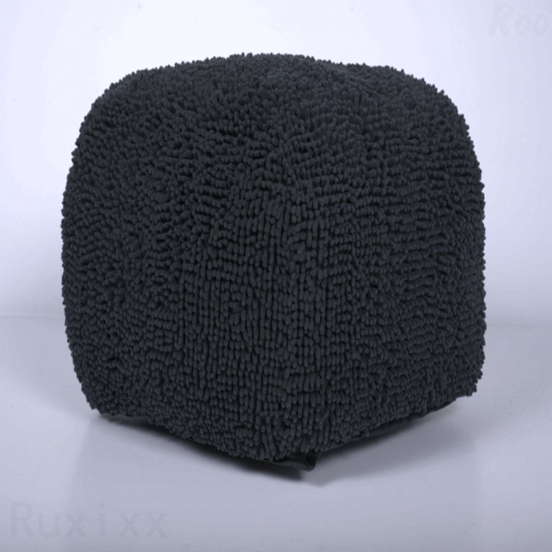 Microfiber Upholstered Square Pouf Ottoman