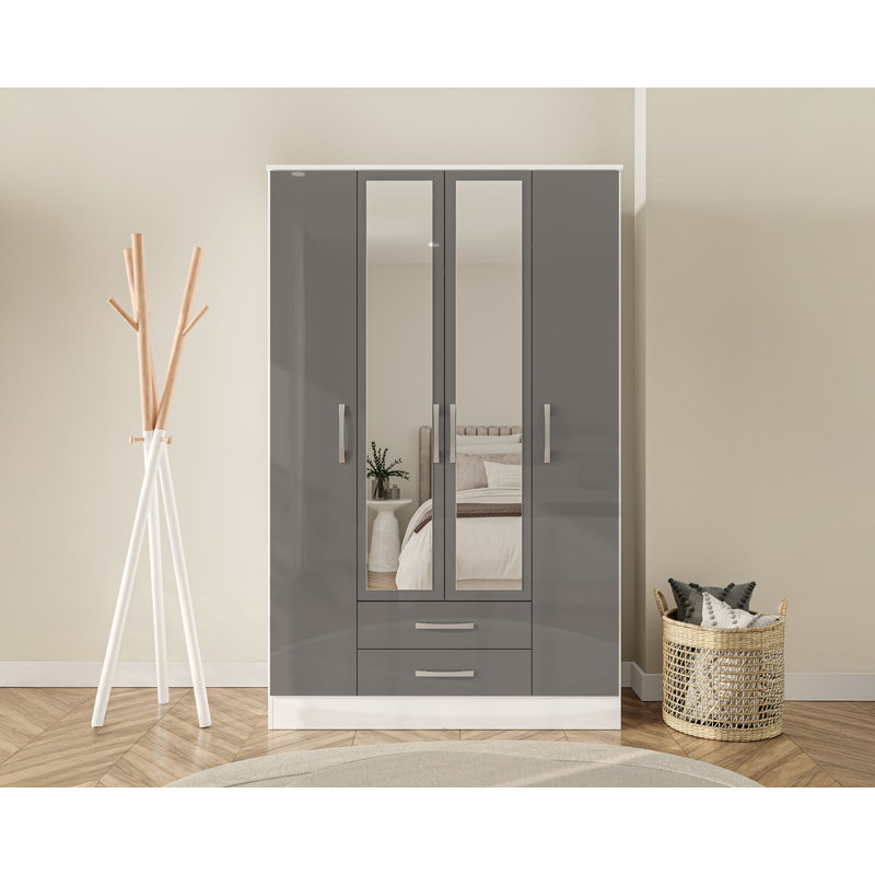 Marquitta 4 Door Wardrobe, White/Grey