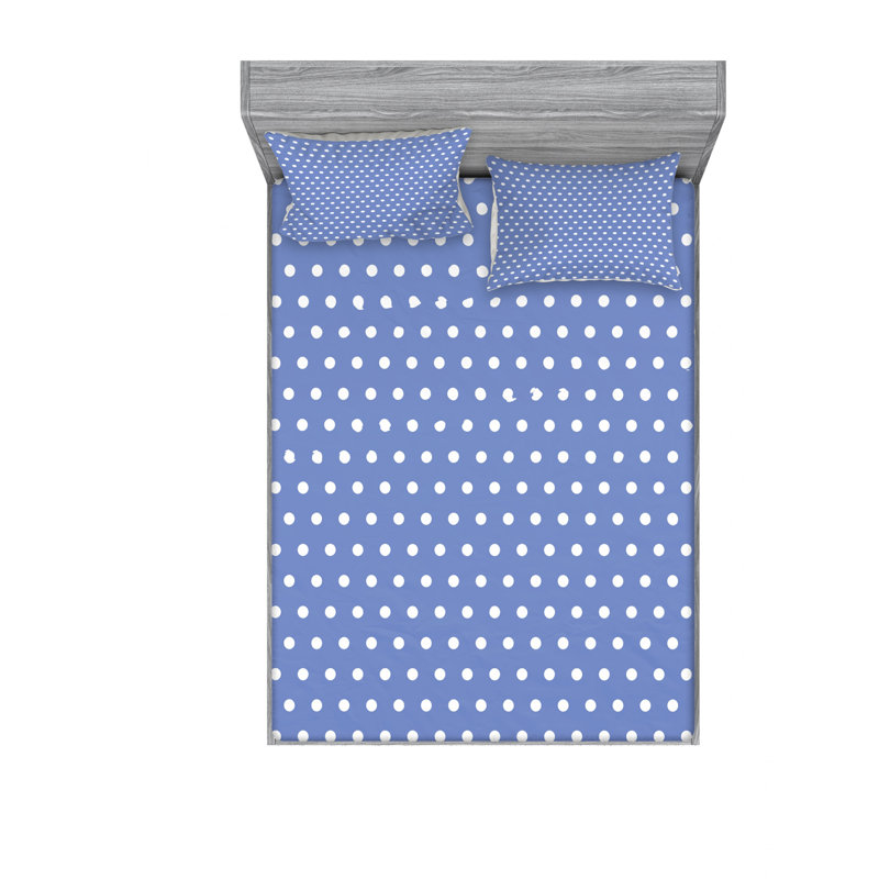 Microfiber Polka Dots Sheet Set, Full/Double Sheet Set with Fitted Sheet