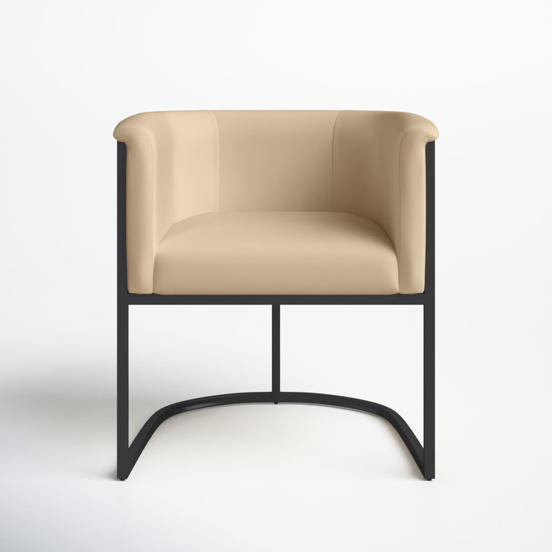 Virgil Faux Leather Upholstered Arm Chair, Tan, 1