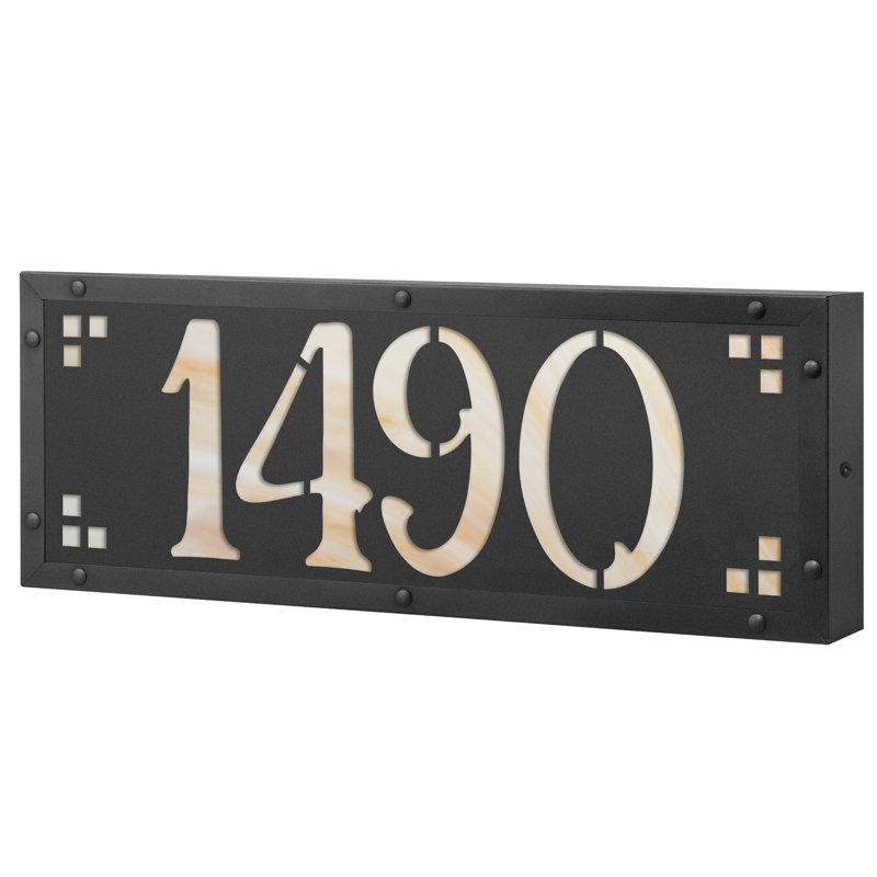 Plaque d'adresse murale personnalisable 12 V pour 4 numéros, Noir / Jaune
