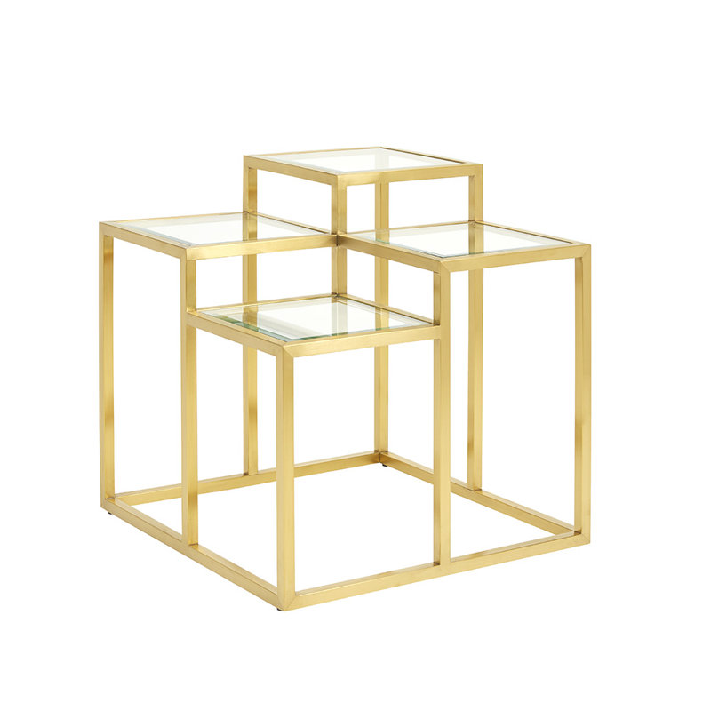 Glass Top End Table, Gold