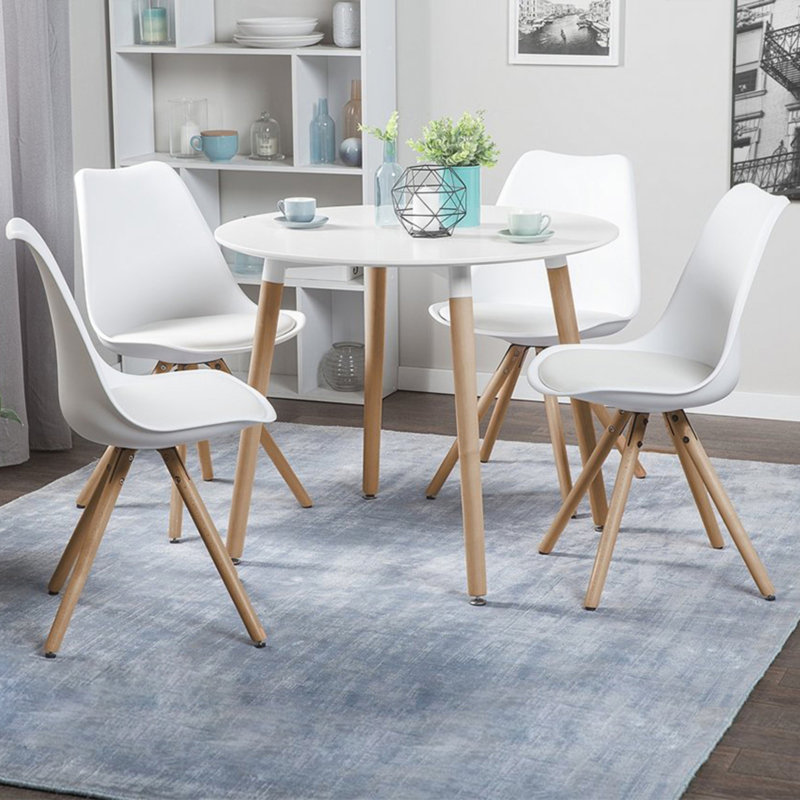 Round Solid Wood Base Dining Table
