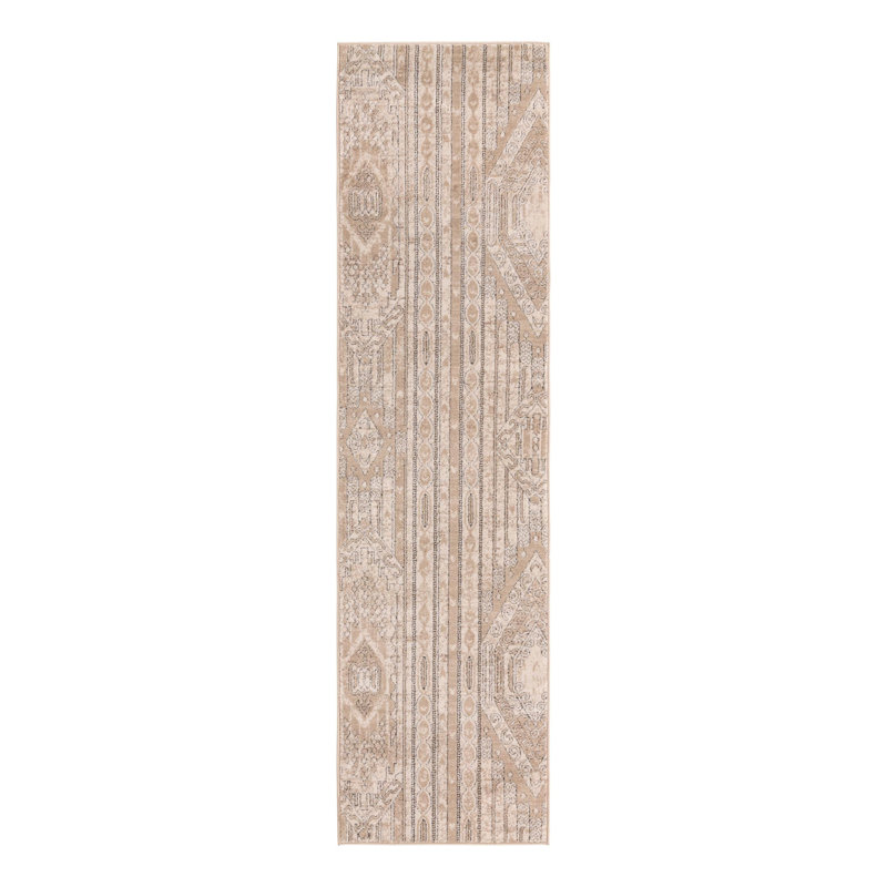 Tapis brun clair Jacklynn, Tapis de couloir 2 pi 7 po x 10 pi