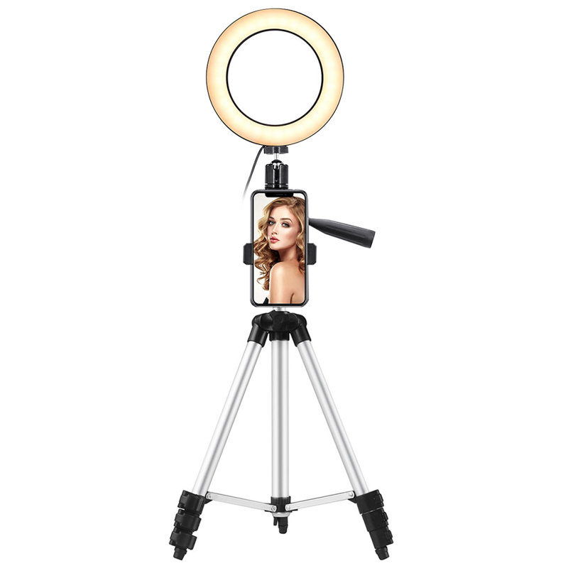 LED Ring Light Mini Camera Lamp Lamp Base, Silver