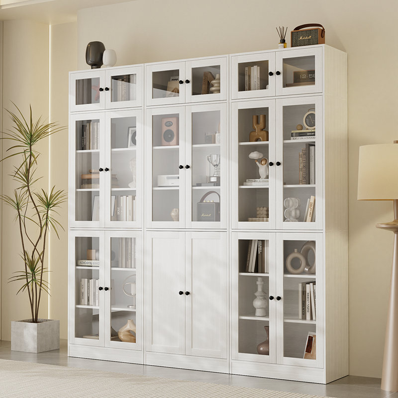 86.7'' H X 70.9'' W Book Cabinet Storage Bookcase Set, White