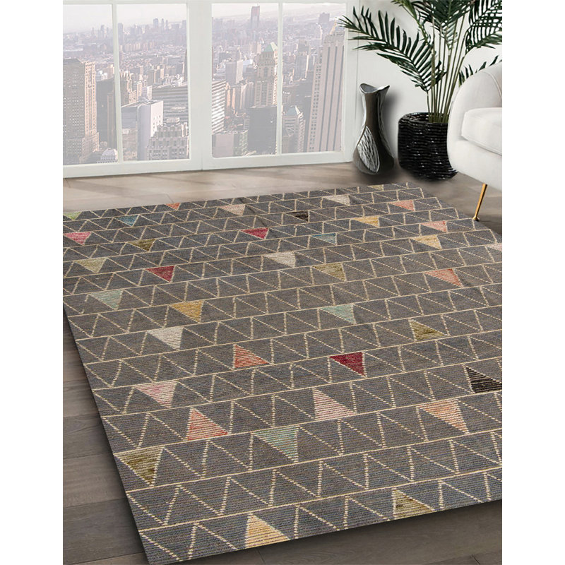 Tapis abstrait gris / brun Hao, Carré 4 pi