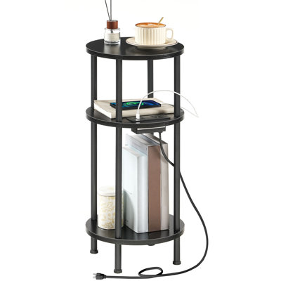 Round End Table with Charging Station