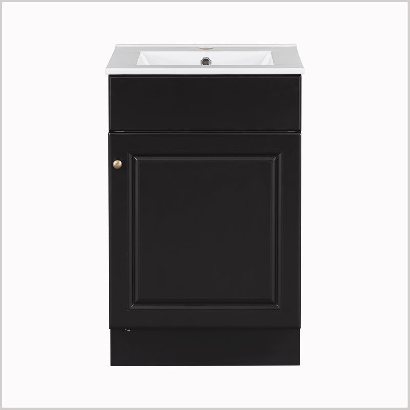 Meuble-lavabo de 20 po avec lavabo et tablette réglable, Noir