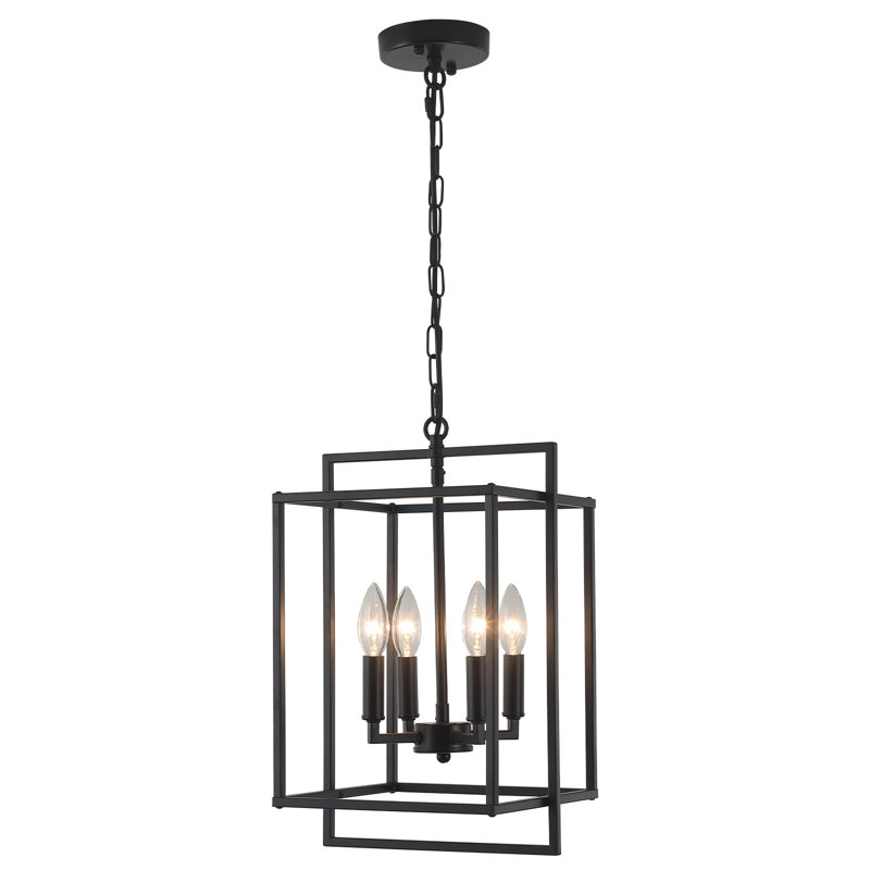Lustre rectangulaire à 4 lumières à intensité variable, Noir mat