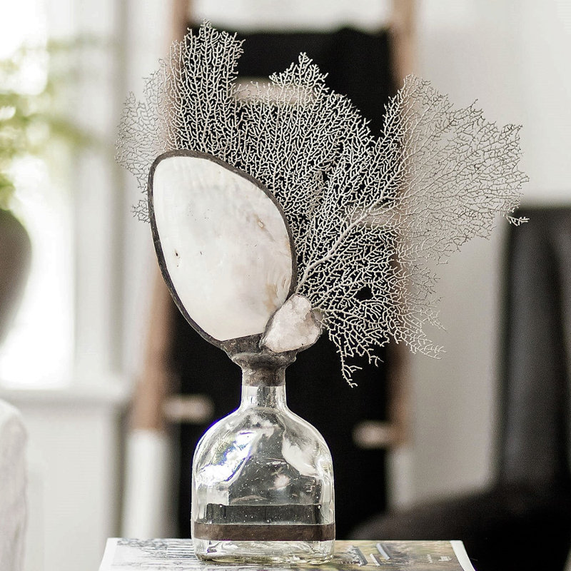 Bouteille décorative en cristal transparent / blanc 17 po