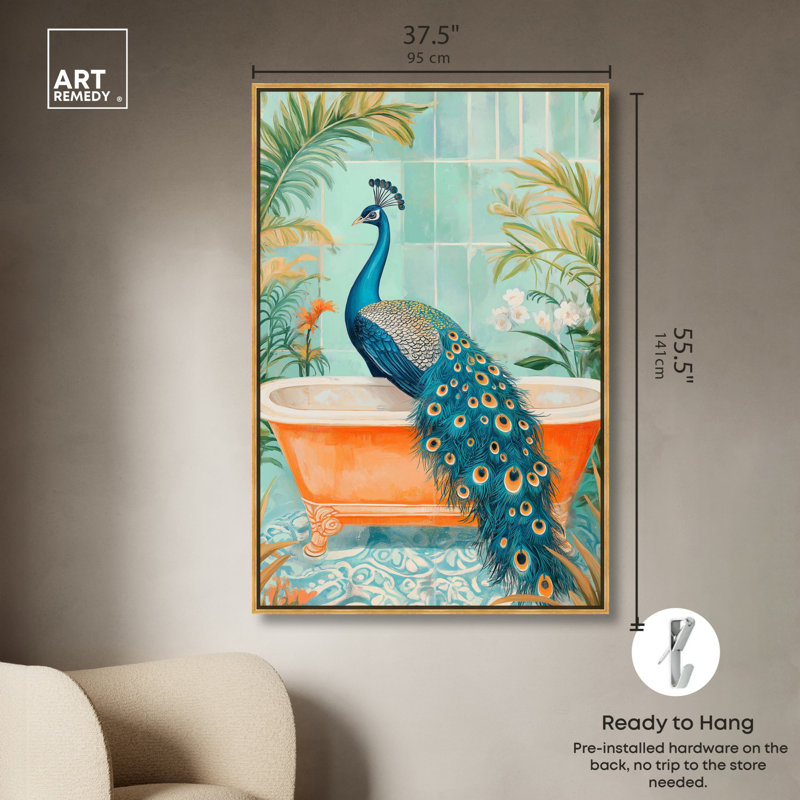 Toile de salle de bain élégante, H 55 po x l 37 po, Cadre doré