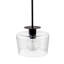 Luminaire suspendu 1 lumière Brielle noir avec abat-jour en verre glacial