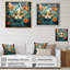 Magique ambre et chat sarcelle avec fleurs I sur toile-1747446486-1747446487