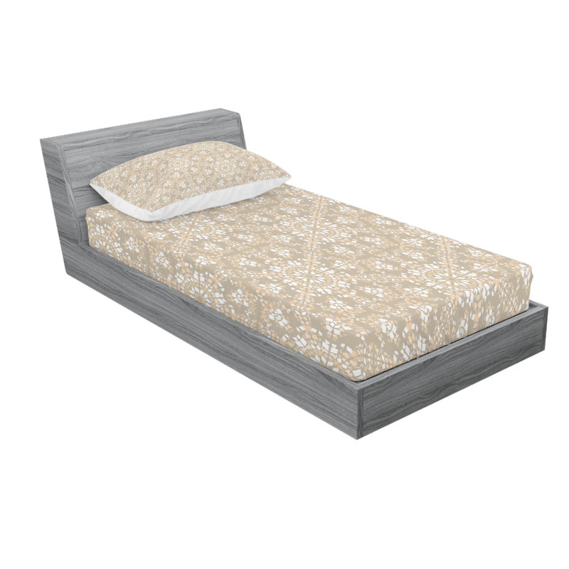 Microfiber Paisley Sheet Set, Twin, Rock with Circled Modern Lines