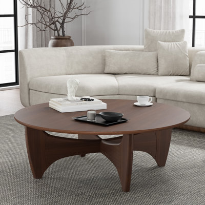 38" L x 38"W × 16"H Round Wood Coffee Table with Batman Crossed Legs