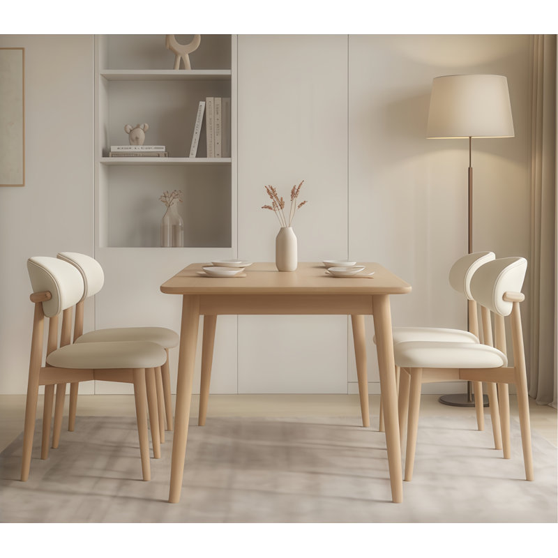 Chaise de salle à manger rembourrée avec assise en similicuir, chaise de cuisine avec structure en bois massif, chaise d'appoint moderne à dossier incurvé