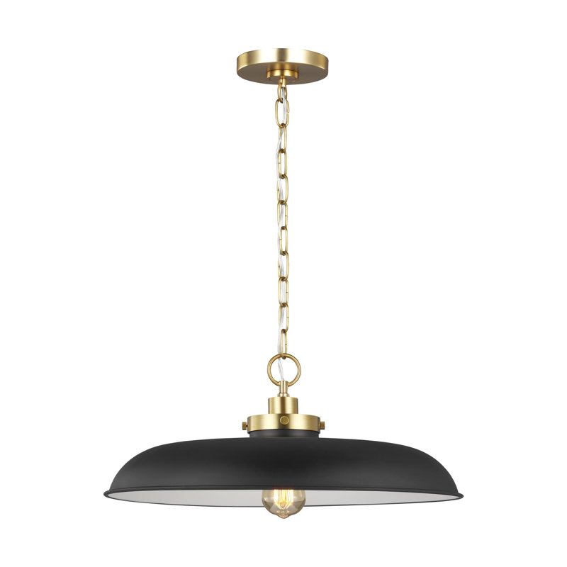 Luminaire suspendu en forme de dôme à 1 lumière Tateos par Chapman & Myers, Nuit noire, Bronze brillant