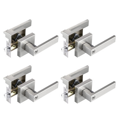 Paquet de 4 poignées de levier de porte MHSN01 nickel satiné