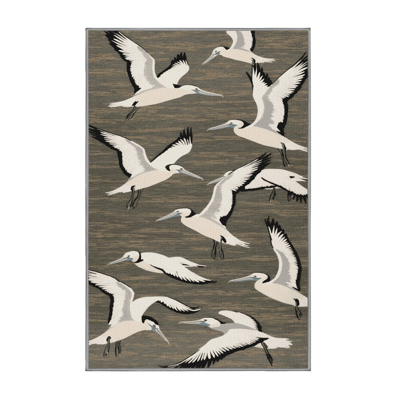 Tapis lavable à motif de fous de Bassan, Rectangulaire 2 pi x 3 pi
