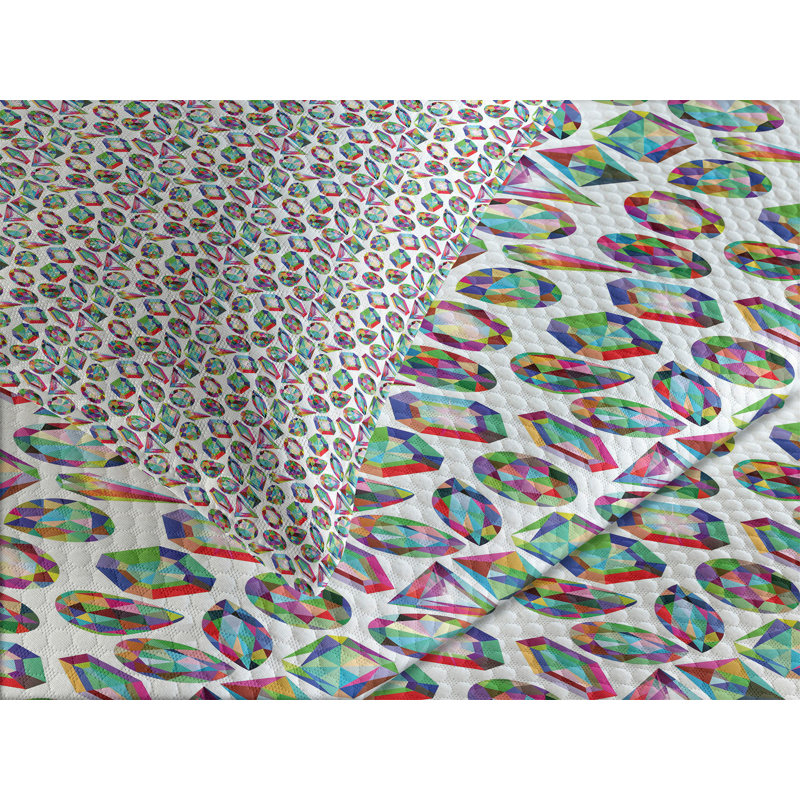 Ambensonne Diamonds Bedspread Multicolor, King Coverlet/Bedspread + 2 Pillow Shams