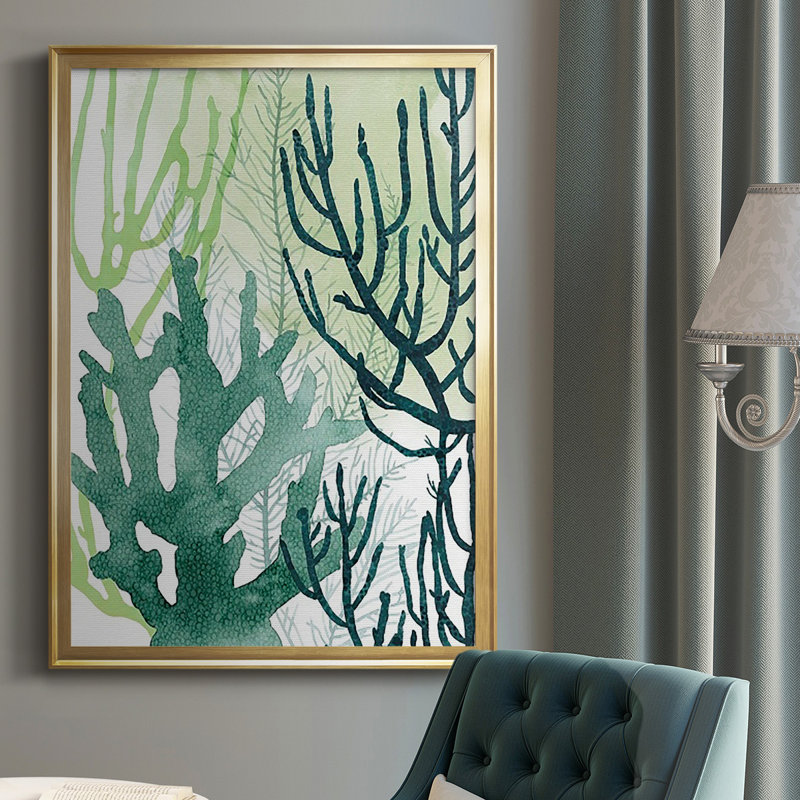 Corail texturé I, reproduction encadrée de qualité supérieure - prête à être accrochée, Or, H 42,5 po x l 30,5 po x P 1,25 po