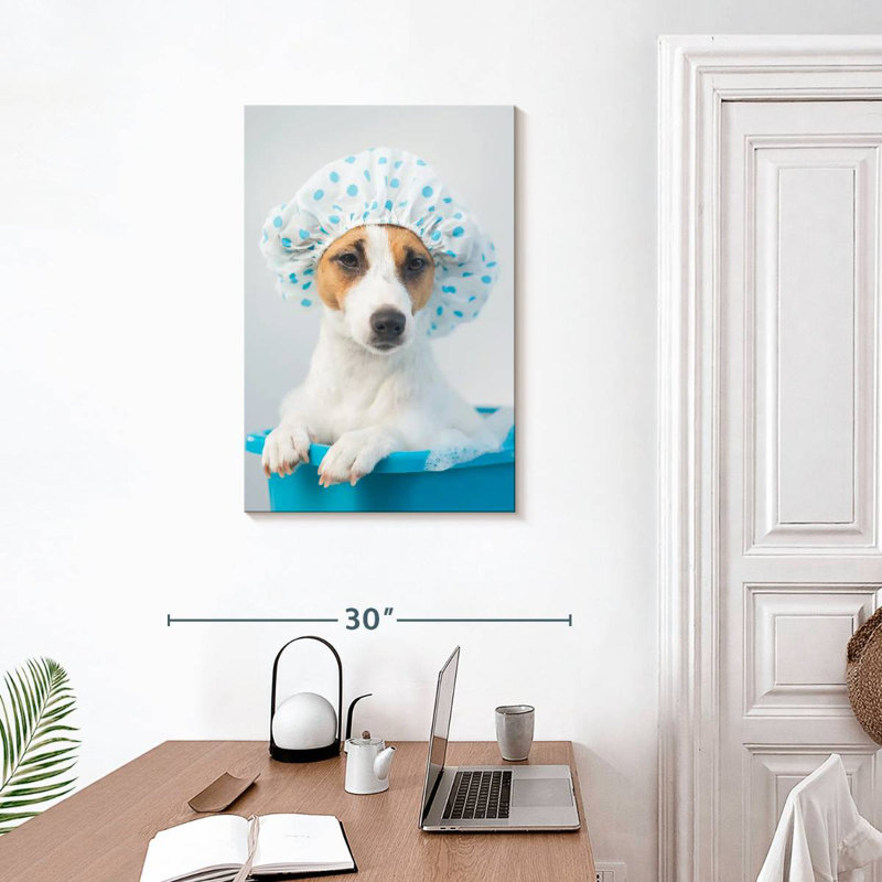 Ketti Terrier In Blue Bath, 30" H x 20" W