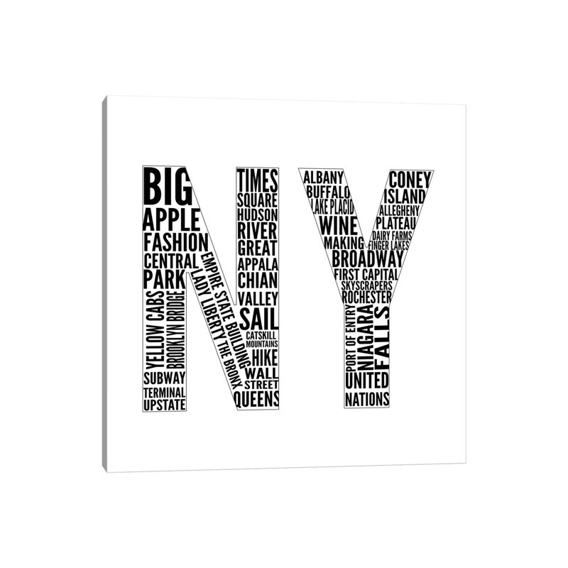NY Type by SD Graphics Studio - Wrapped Canvas Gallery-Wrapped Canvas Giclée, 30.48 cm H x 30.48 cm W
