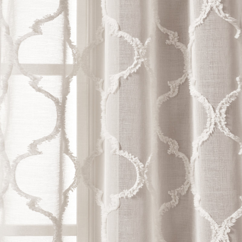 Sheer Curtain Pair, Beige, Width 97 x Drop 213 cm