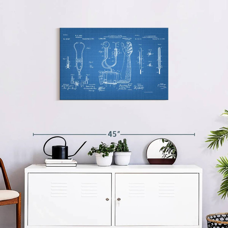 «Médical équipements médicaux», brevet bleu sur toile, H 20 po x l 30 po x P 1,25 po