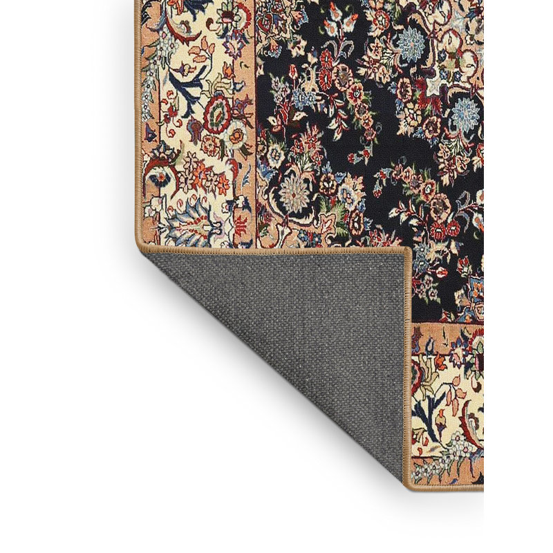 Tapis noir/beige traditionnel Carlstrom, Rectangle 5 pi x 7 pi