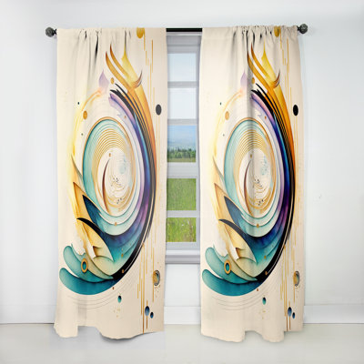 Bayville - Colorful Watercolor Spiral - Modern Velvet Curtain - Room Darkening - 1 panel