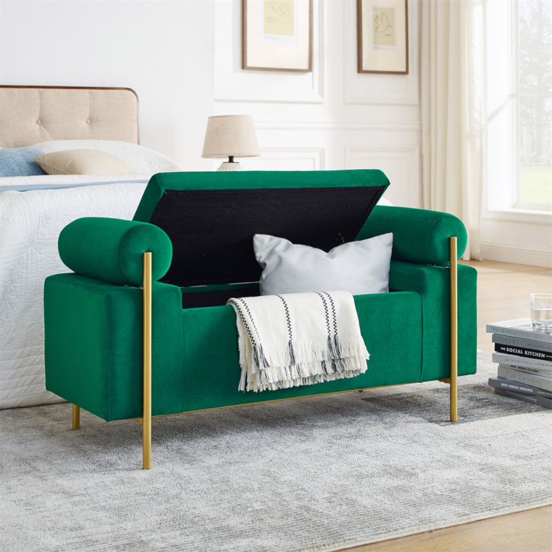 Banc de rangement en tissu Reyanne, Vert