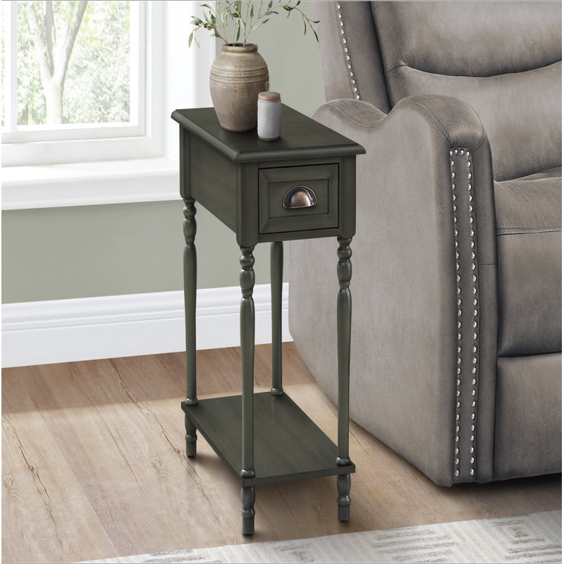 Table d'appoint, table d'appoint à 2 niveaux, table de bout, étroite, table de chevet, chambre à coucher, Vert