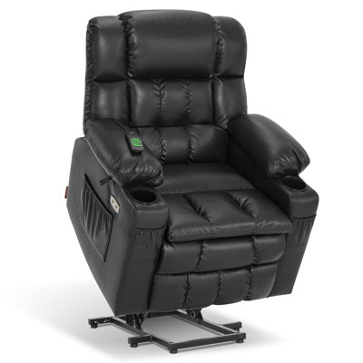 Dual Motor 21.3" Seat Width Power Recliner Lift Chair with Vibration and Heat, Infinite Position, Faux Leather by Latitude Run